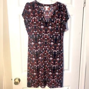 London Times Colorful Print Jersey Shift Dress